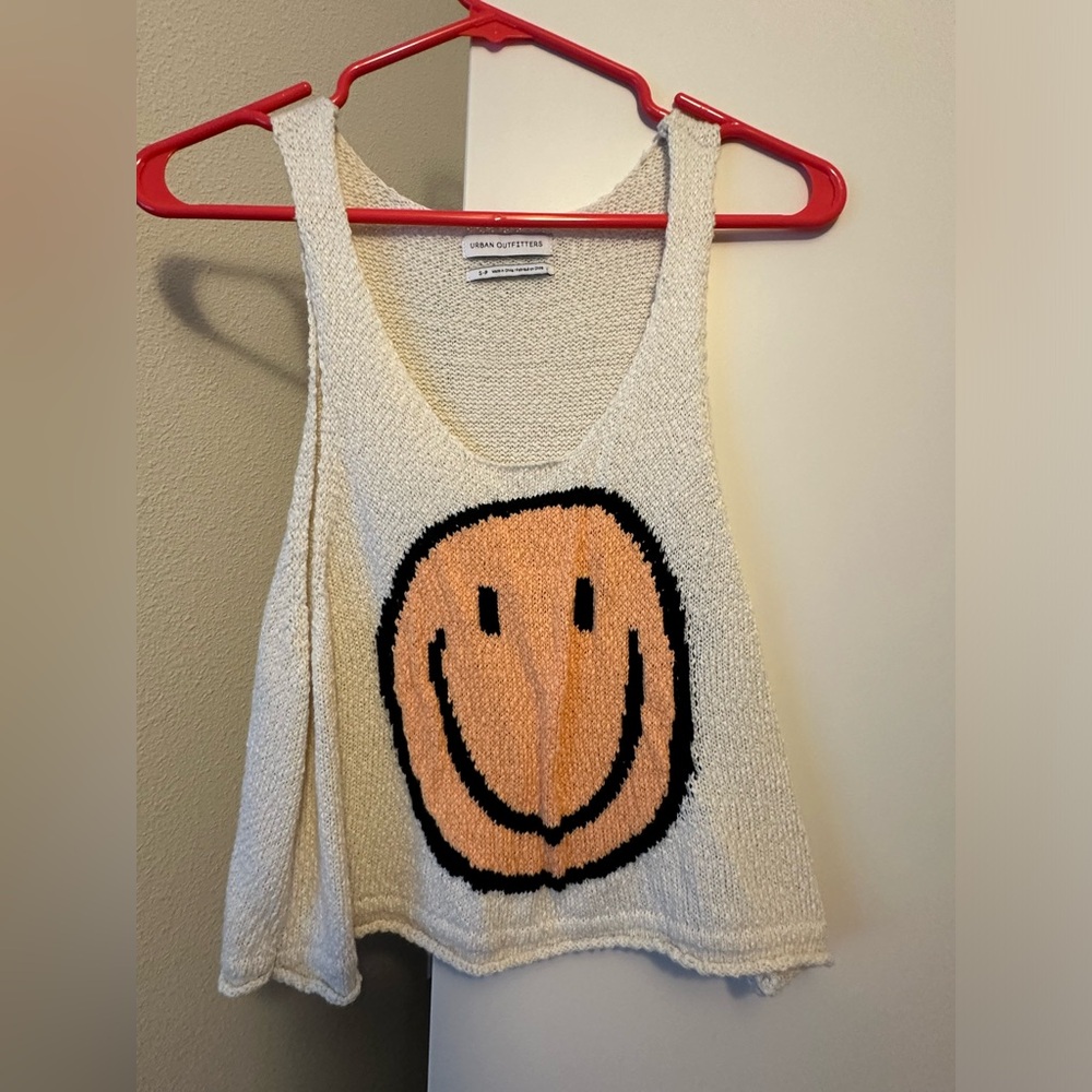 Smile face crop tank top from urban outfitters. Size small.